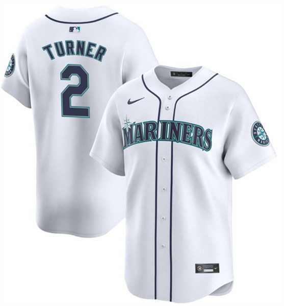 Men%27s Seattle Mariners #2 Justin Turner White 2024 Home Limited Stitched jersey Dzhi